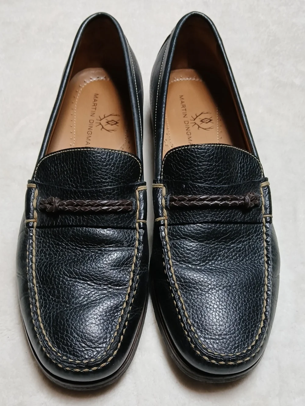 Martin Dingman Black Braided Penny Loafers Size 11.5